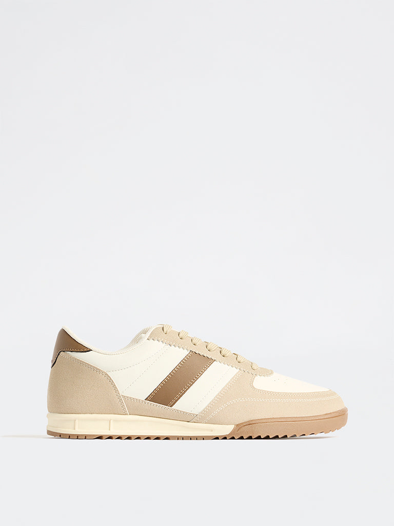 SOLEPLAY Beige Stripe-Detailed Lace-Up Sneakers