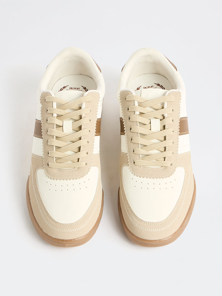 SOLEPLAY Beige Stripe-Detailed Lace-Up Sneakers