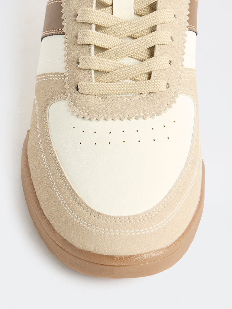 SOLEPLAY Beige Stripe-Detailed Lace-Up Sneakers