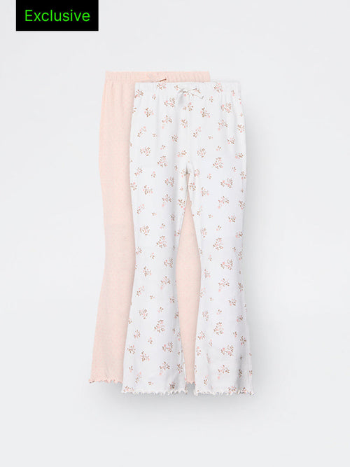 2-Pack HOP Kids Girls Peach Printed High-Rise Cotton-Blend Bootcut Pants - Exclusive