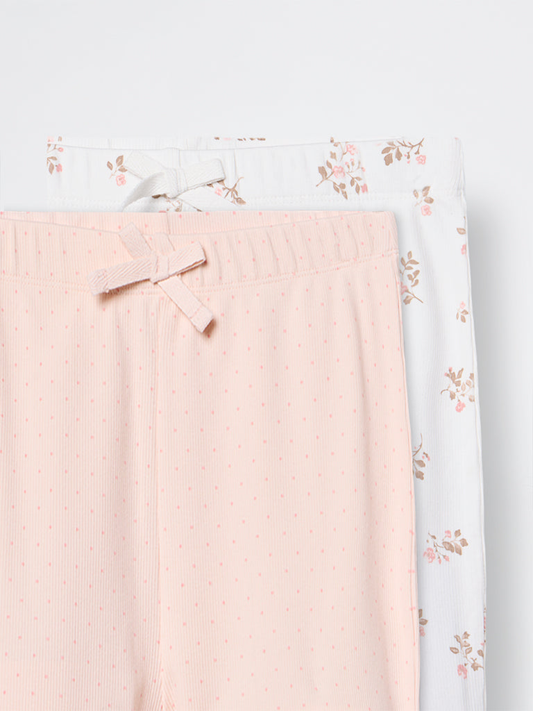 2-Pack HOP Kids Girls Peach Printed High-Rise Cotton-Blend Bootcut Pants - Exclusive