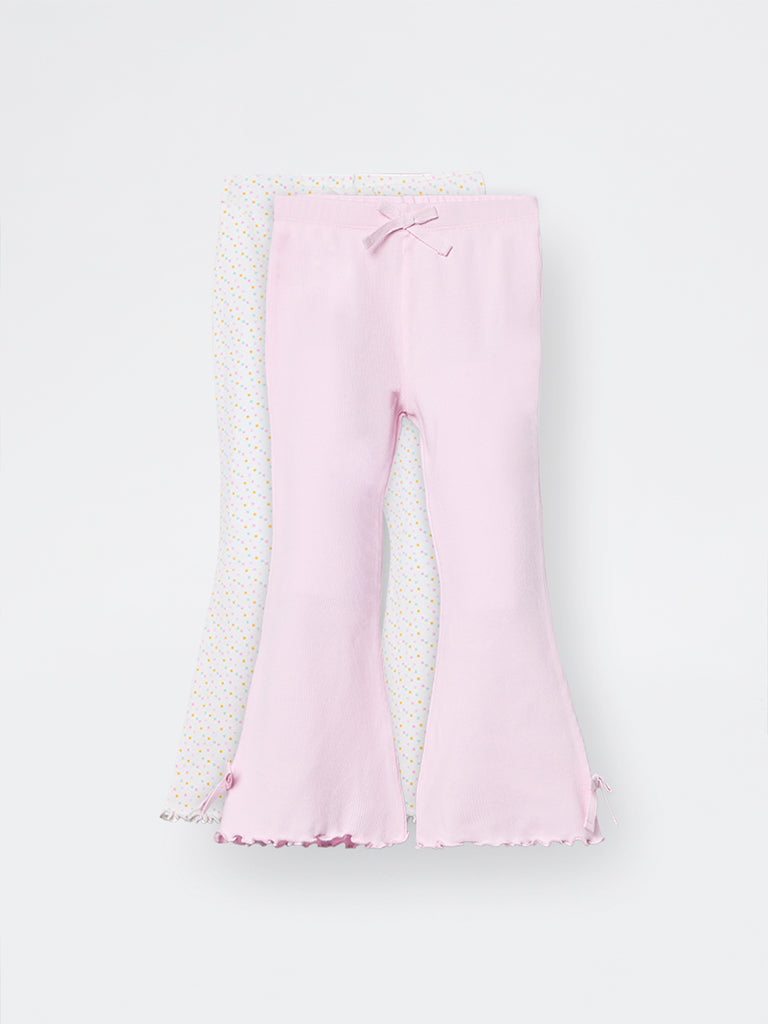 2-Pack HOP Kids Girls Lilac Printed High-Rise Cotton-Blend Pants - Exclusive