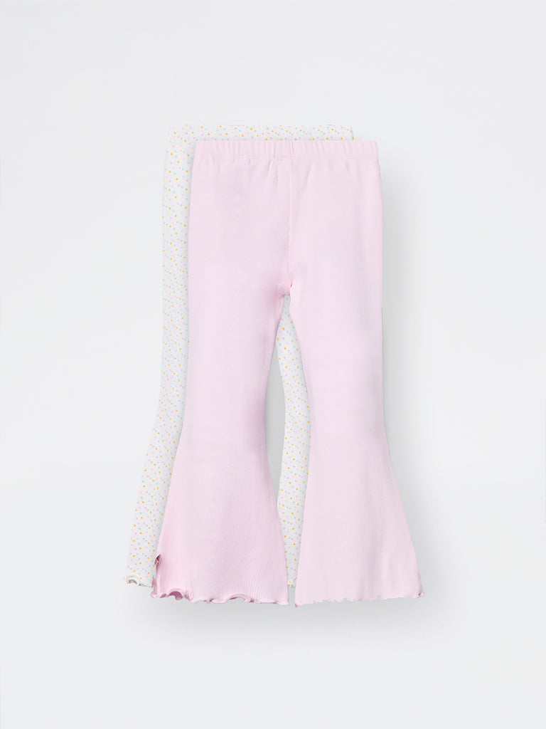 2-Pack HOP Kids Girls Pink Printed High-Rise Cotton-Blend Bootcut Pants - Exclusive