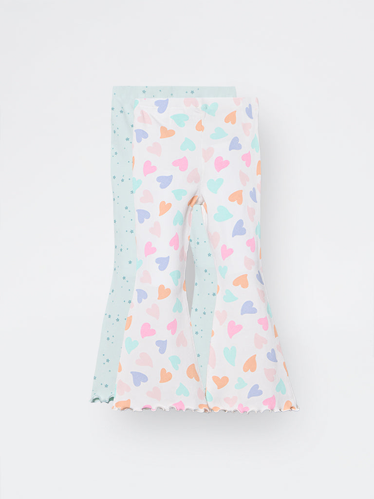 2-Pack HOP Kids Girls Sage Printed High-Rise Cotton-Blend Bootcut Pants - Exclusive
