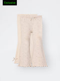 2-Pack HOP Kids Girls Beige Printed High-Rise Cotton-Blend Bootcut Pants - Exclusive