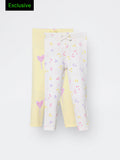 2-Pack HOP Kids Girls Yellow Printed High-Rise Cotton-Blend Pants - Exclusive