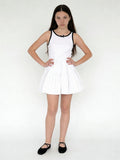 Girls White Cotton-Blend Tiered Dress