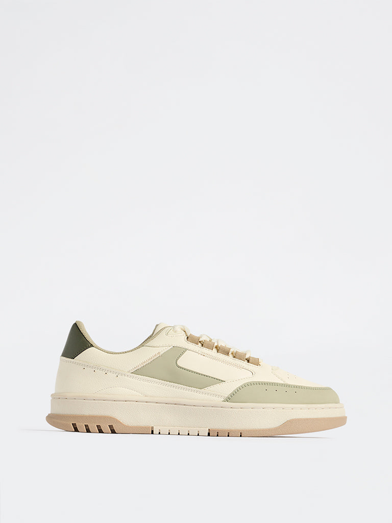 SOLEPLAY Sage Green Perforated Lace-Up Sneakers