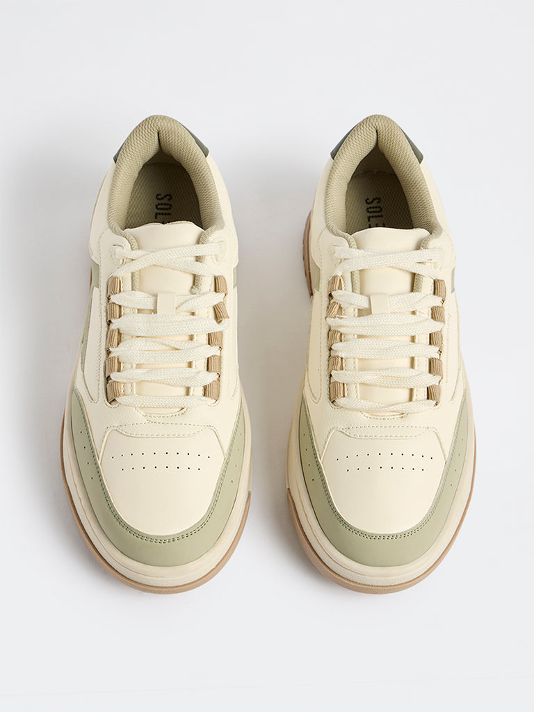 SOLEPLAY Sage Green Perforated Lace-Up Sneakers