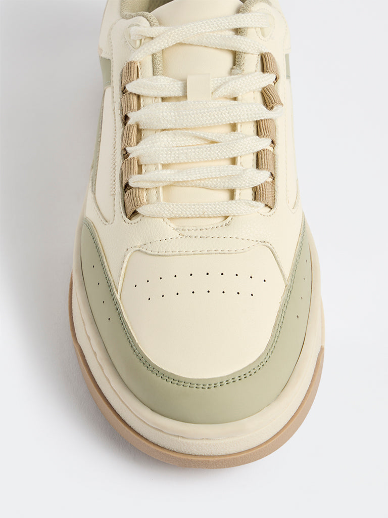 SOLEPLAY Sage Green Perforated Lace-Up Sneakers