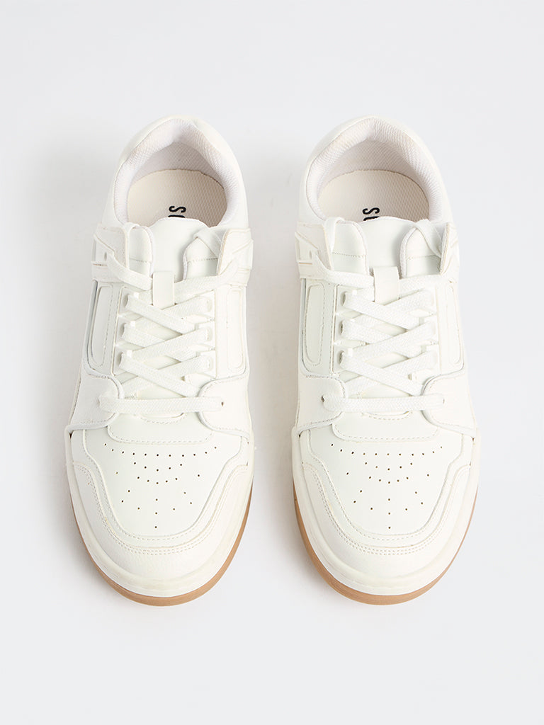 SOLEPLAY White Perforated Lace-Up Sneakers