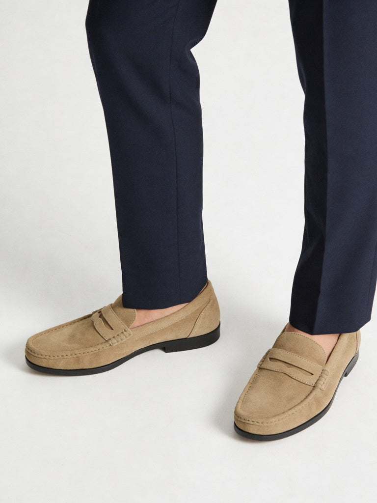 SOLEPLAY Taupe Suede Penny Loafers