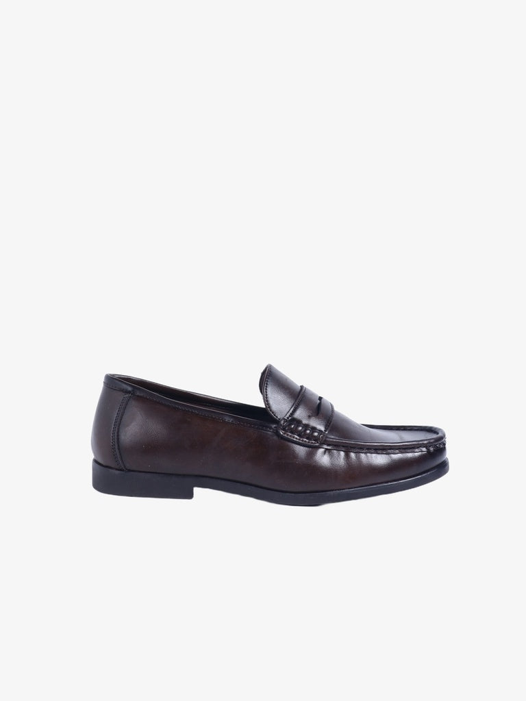 SOLEPLAY Brown Penny Leather Slip-On Loafers