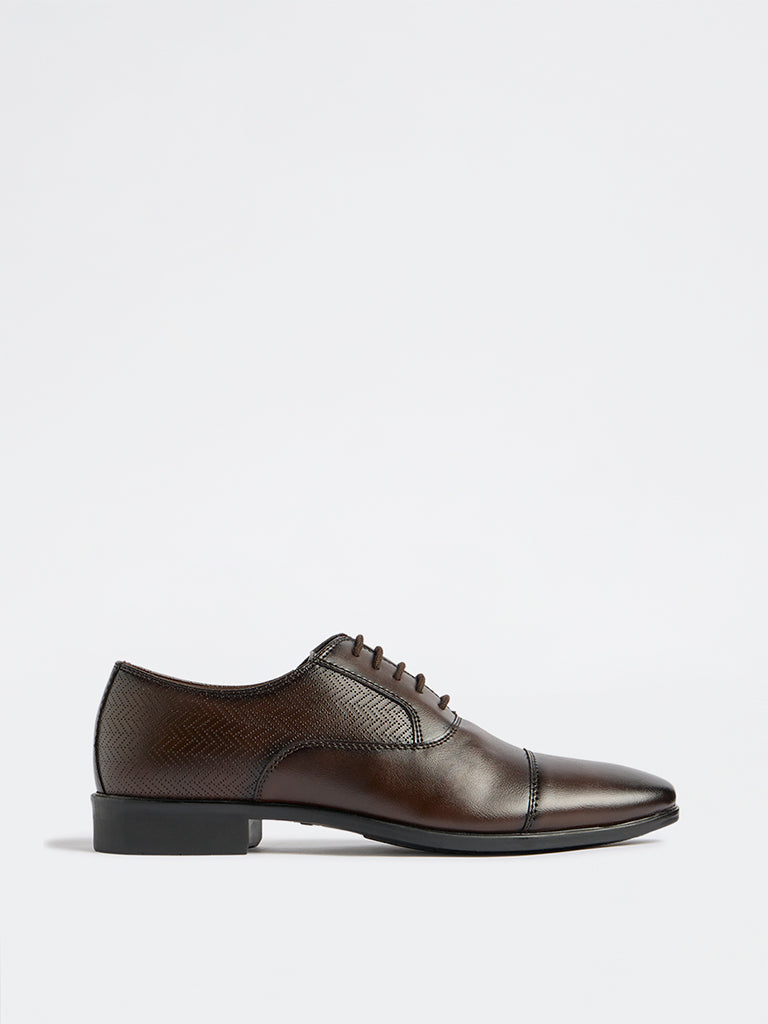 SOLEPLAY Brown Textured Oxford Shoes