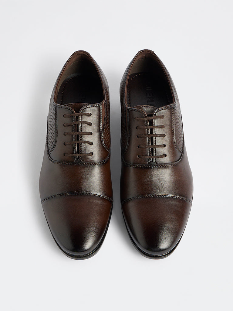 SOLEPLAY Brown Textured Oxford Shoes