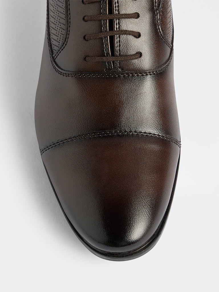 SOLEPLAY Brown Textured Oxford Shoes