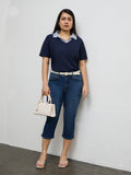 Gia Dark Blue High-Rise Capri Jeans