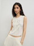 Bombay Paisley Off-White Embroidered Cotton Top