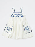 HOP Kids Girls White Embroidered A-Line Cotton-Blend Dress