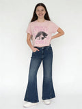 Girls Blue Stretch Flare-Fit Jeans