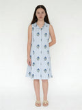 Utsa Kids Girls Blue Printed A-Line Cotton-Blend Dress - (8-14 yrs)