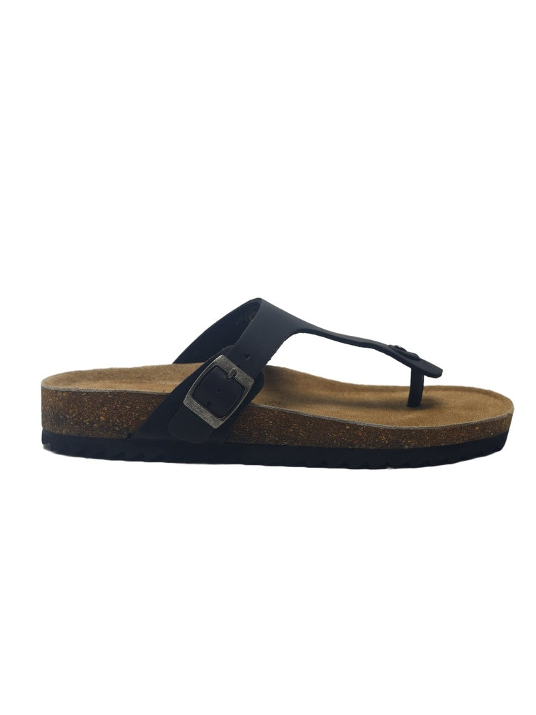 SOLEPLAY Black Buckle-Detailed Thong Strap Sandals