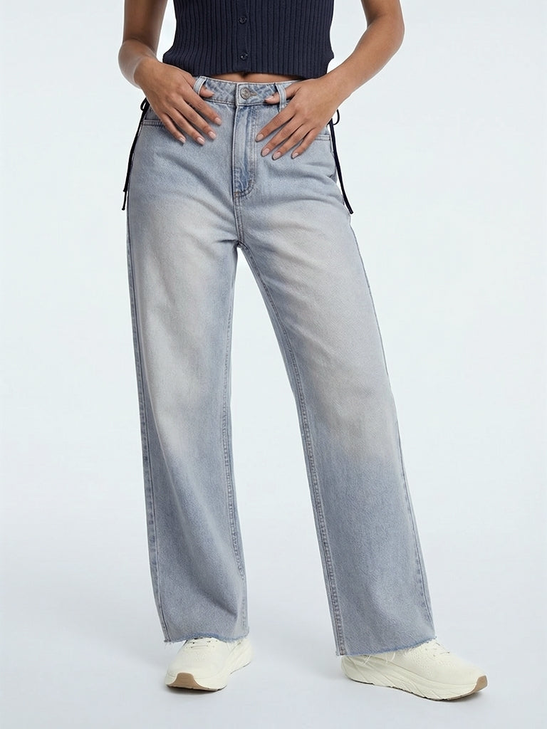 Nuon Light Blue High-Rise Straight Fit Jeans
