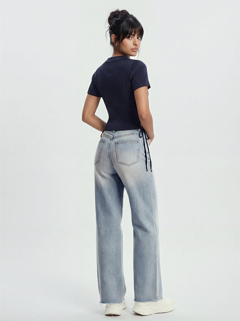 Nuon Light Blue High-Rise Straight Fit Jeans