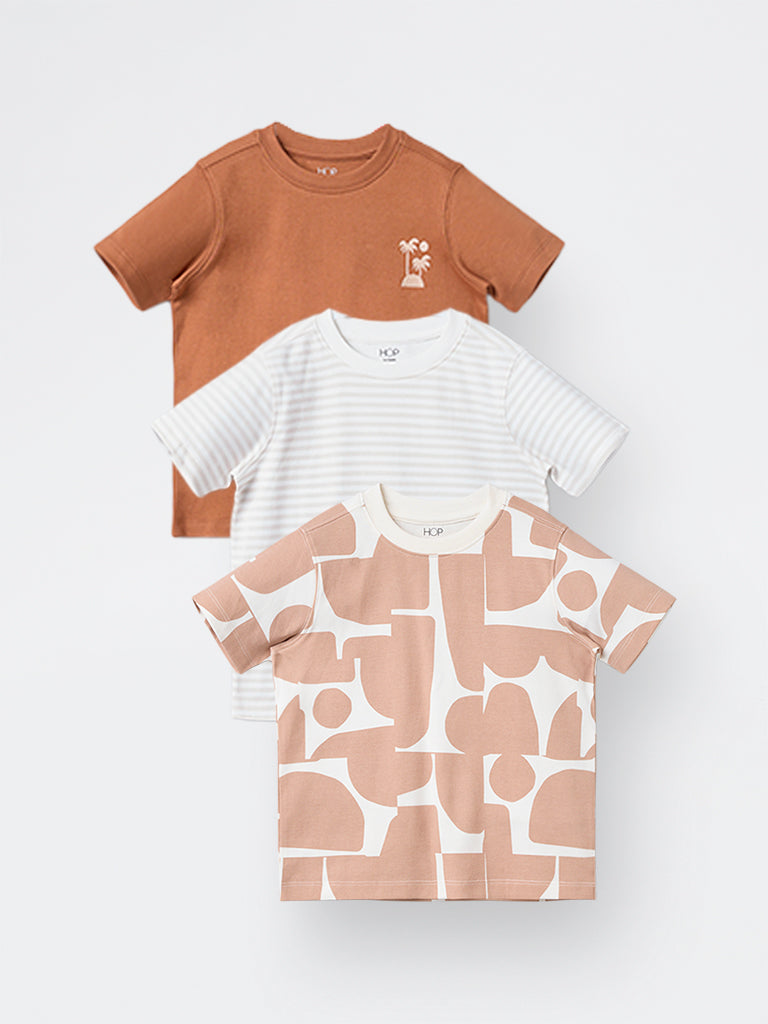 3-Pack HOP Kids Boys Multicolour Printed Cotton T-Shirts - Exclusive