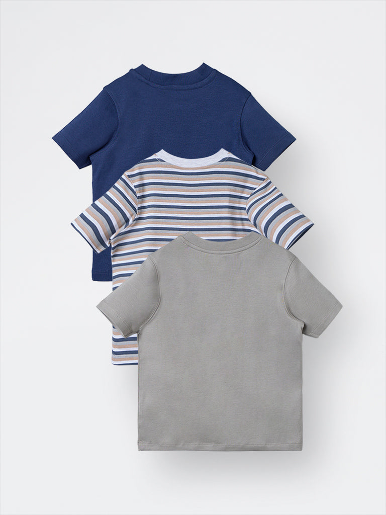 3-Pack HOP Kids Boys Multicolour Printed Cotton T-Shirt - Exclusive