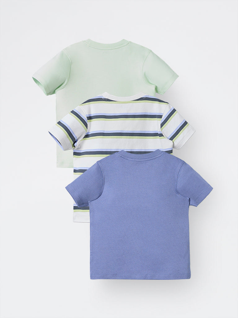3-Pack HOP Kids Boys Multicolour Printed Cotton T-Shirt - Exclusive