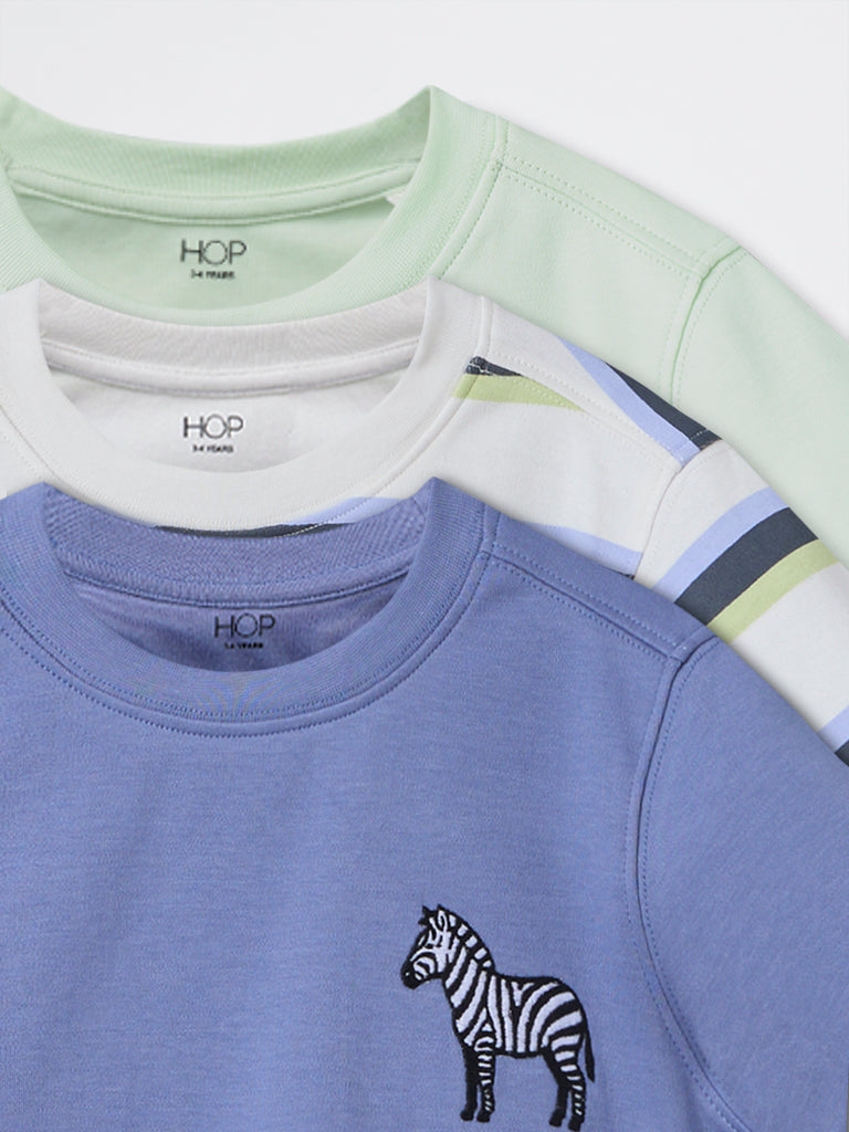 3-Pack HOP Kids Boys Multicolour Printed Cotton T-Shirt - Exclusive