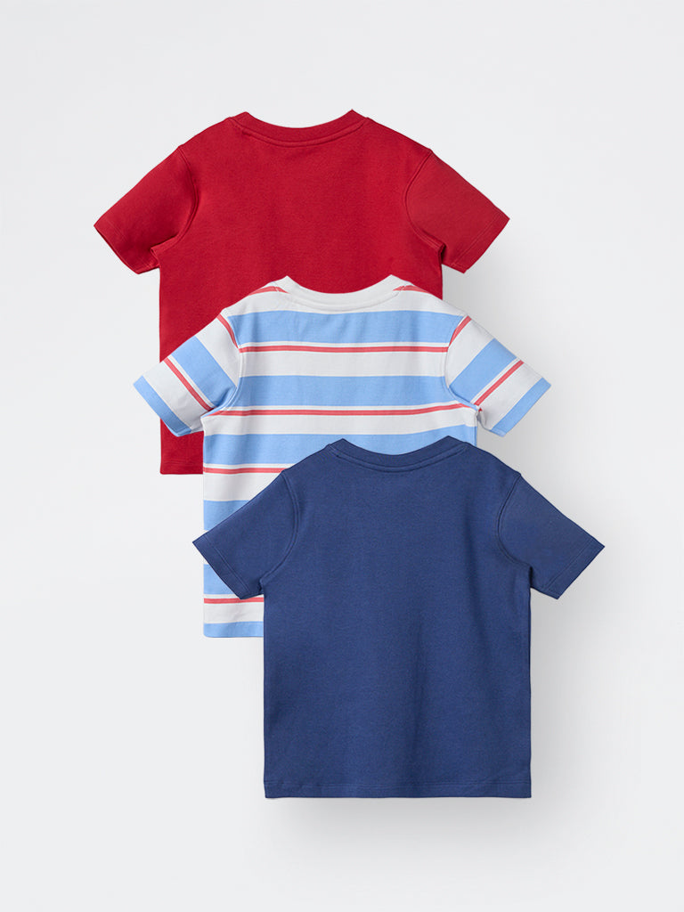3-Pack HOP Kids Boys Multicolour Printed Cotton T-Shirts - Exclusive