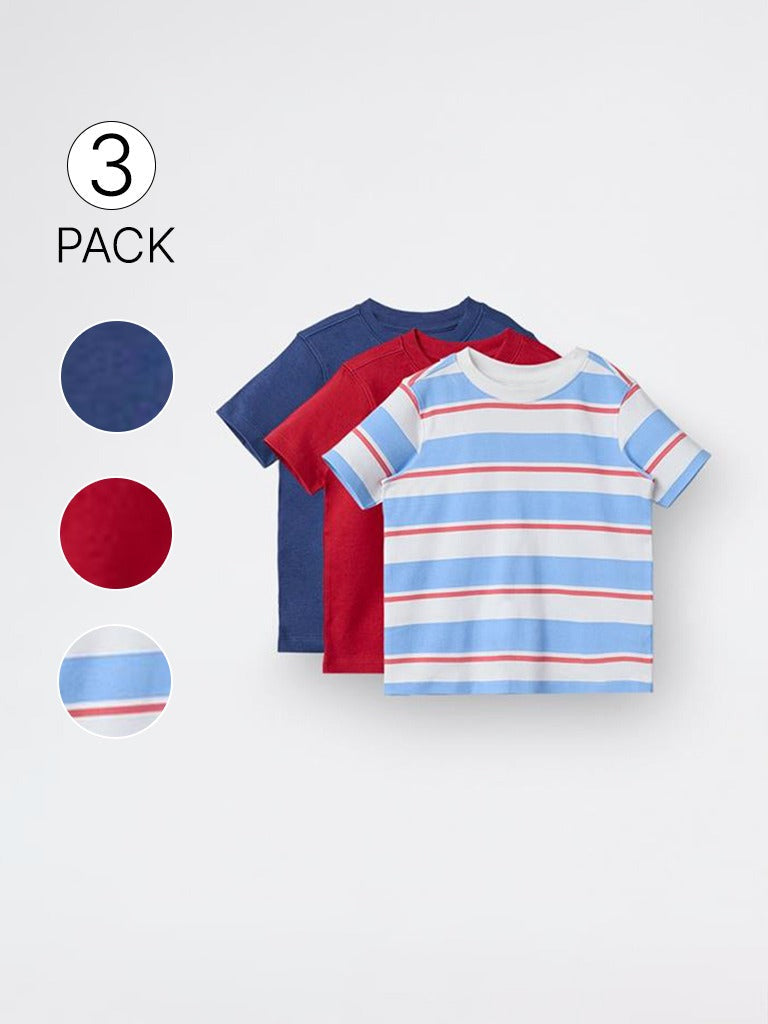 3-Pack HOP Kids Boys Multicolour Printed Cotton T-Shirts - Exclusive