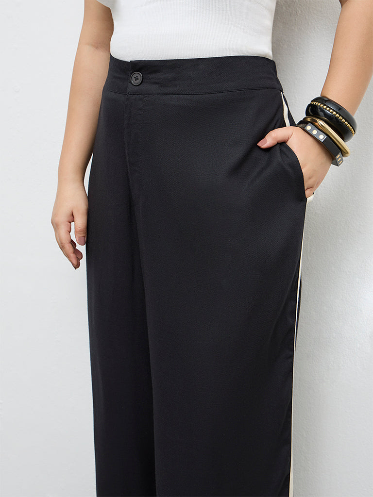 Gia Black Striped High-Rise Trousers