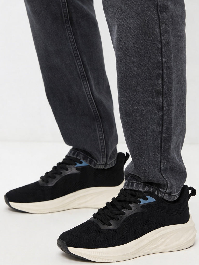 SOLEPLAY Black Knit-Textured Sneakers