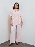Gia Light Pink Solid High-Rise Cotton-Blend Trousers