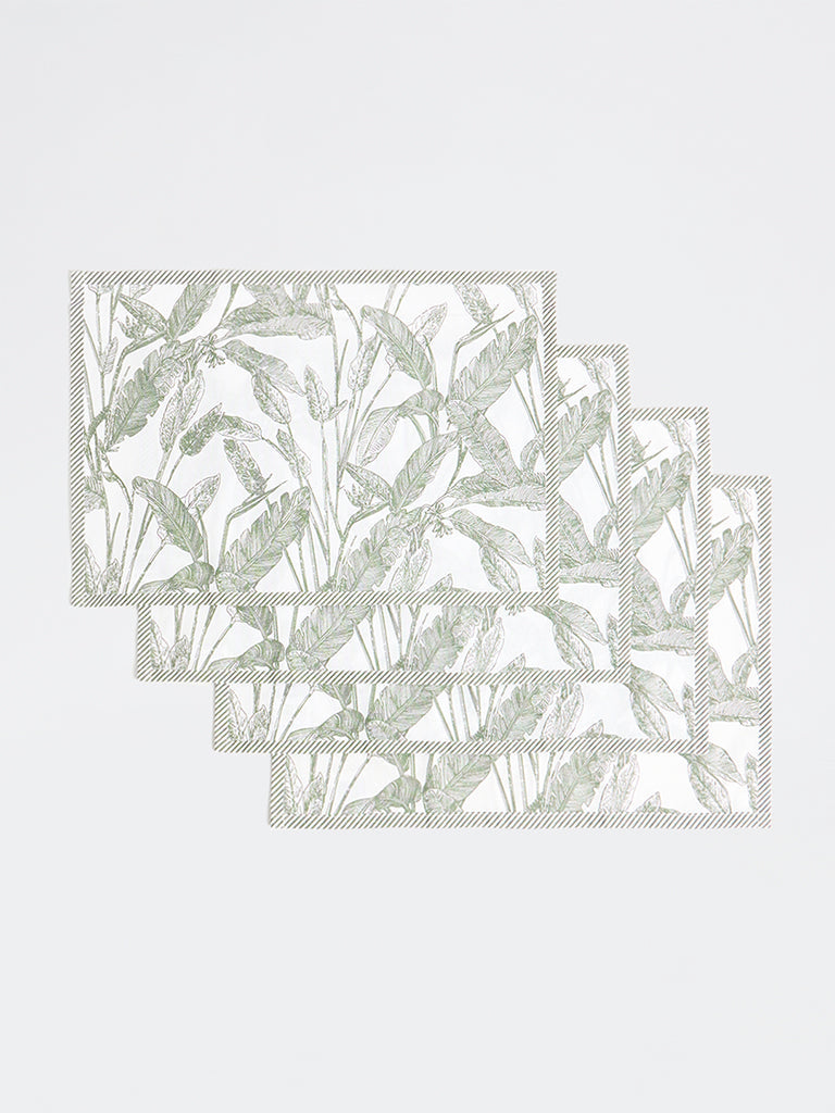 Westside Home Green Botanical Printed Placemat Set