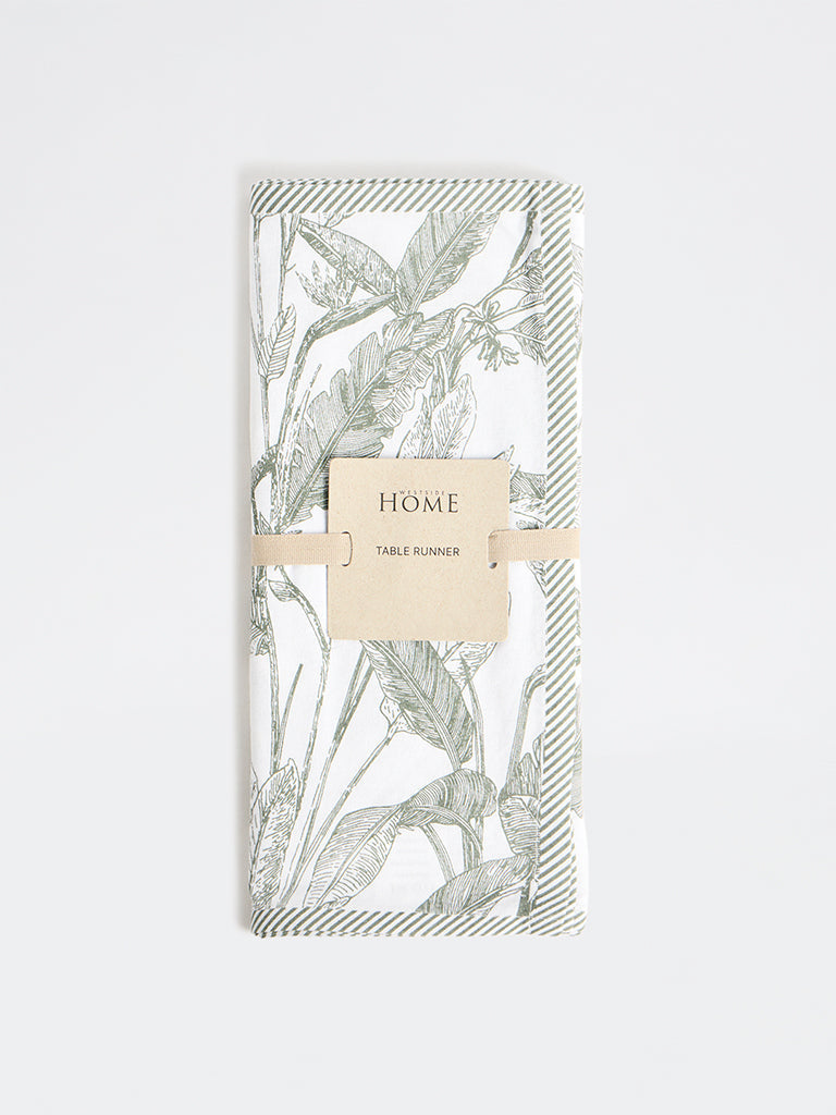 Westside Home Green Botanical Printed Table Runner