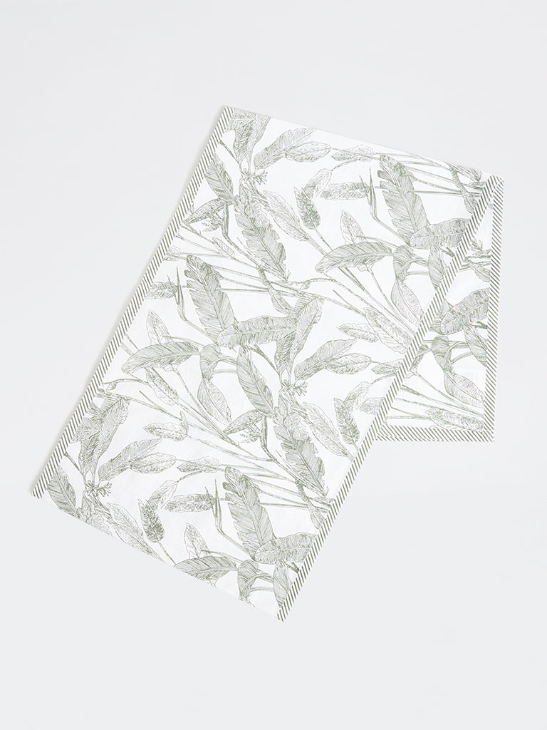 Westside Home Green Botanical Printed Table Runner
