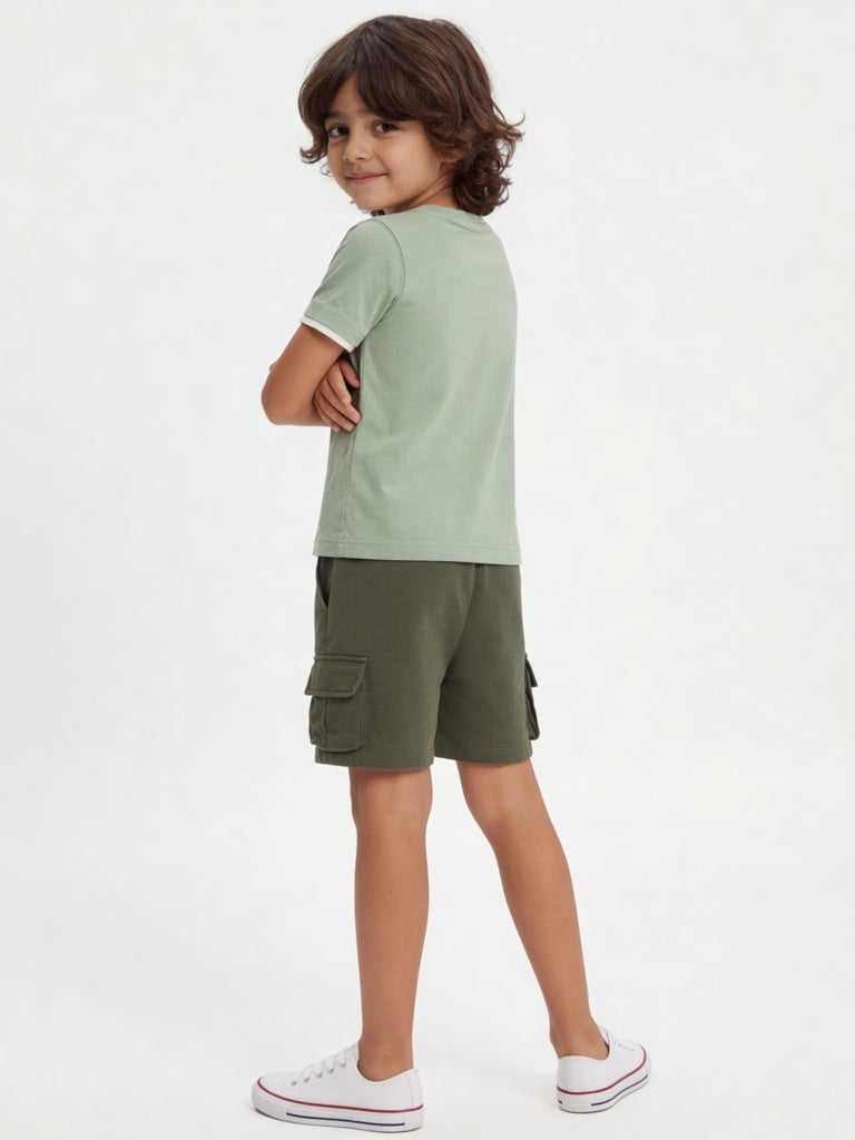 HOP Kids Boys Sage Textured Cotton T-Shirt