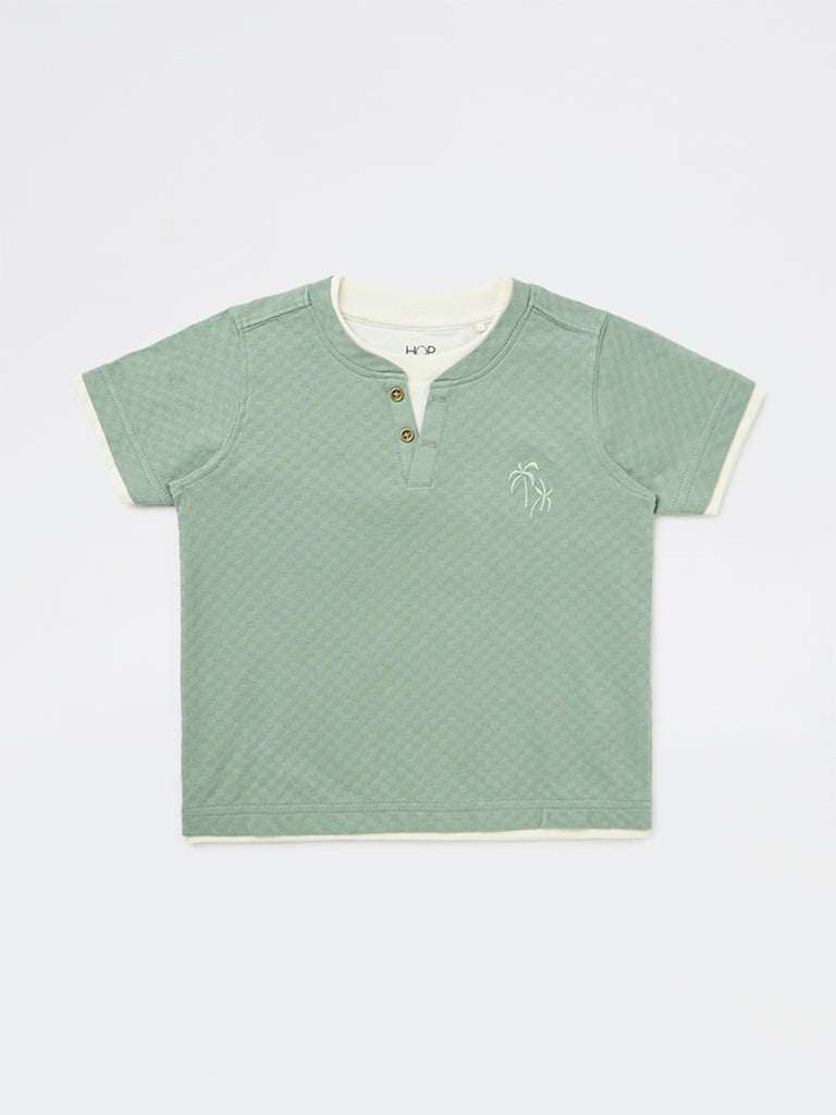 HOP Kids Boys Sage Textured Cotton T-Shirt