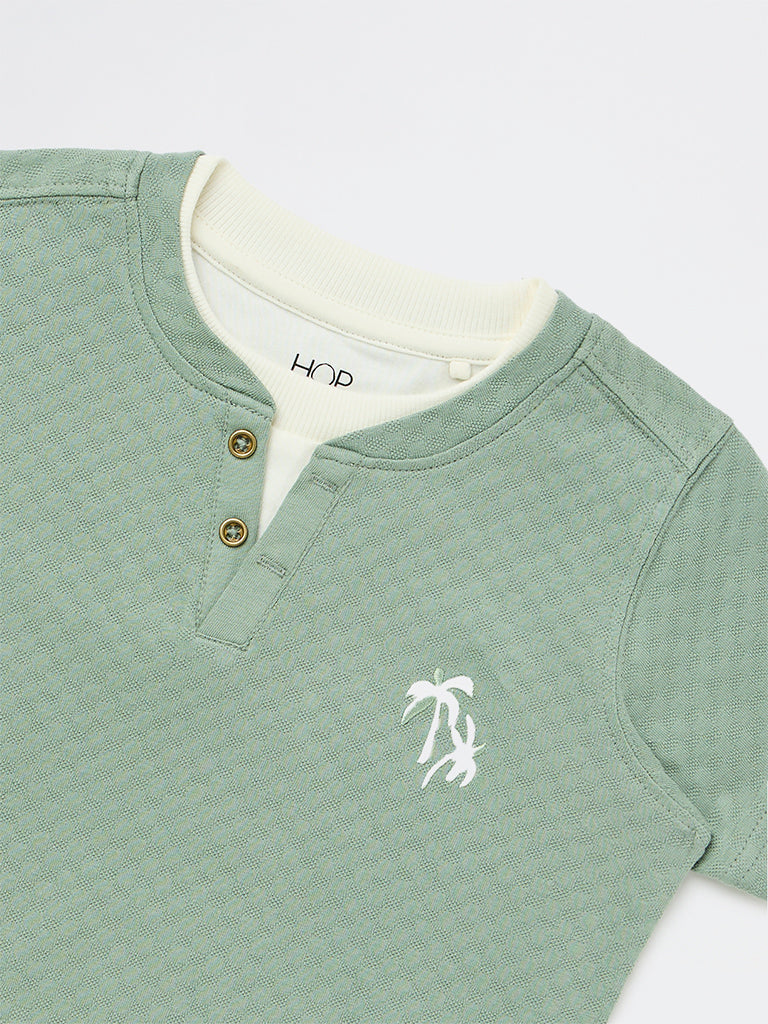 HOP Kids Boys Sage Textured Cotton T-Shirt