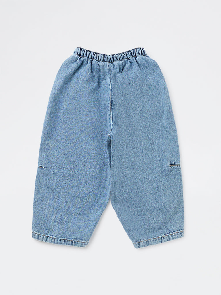 HOP Kids Girls Light Blue Washed Mid-Rise Jeans