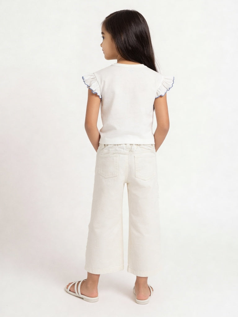HOP Kids Girls Off-White Straight-Fit High-Rise Jeans