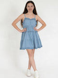 Girls Blue Tiered Denim Dress