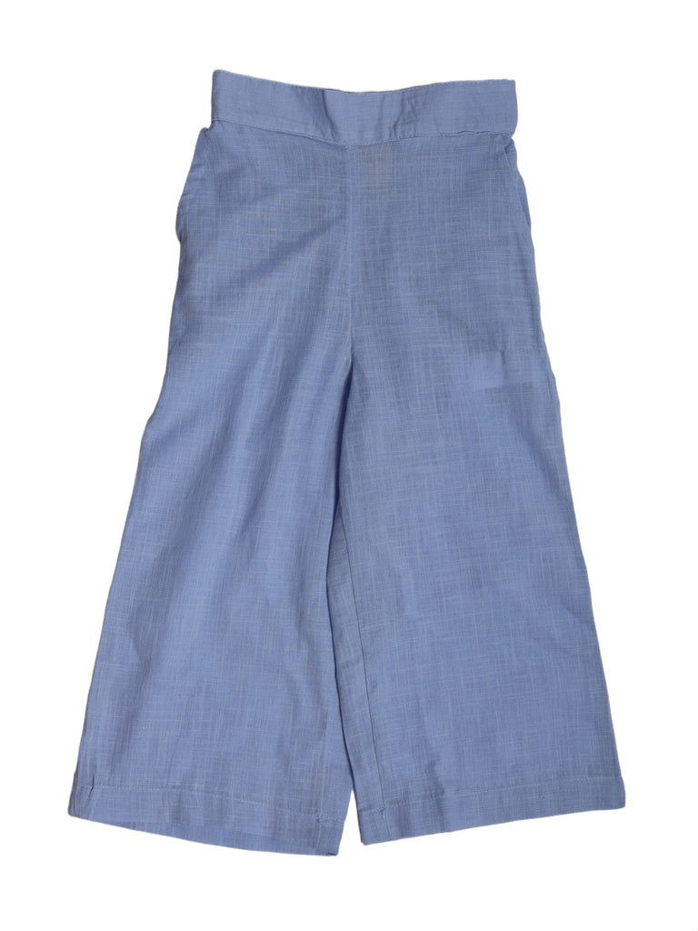 Utsa Kids Girls Blue Wide-Leg Cotton Culotte Pants - (2-8 yrs)
