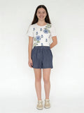 Utsa Kids Girls Blue Solid Cotton Shorts - (8-14 yrs)