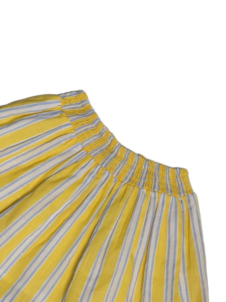 Utsa Kids Girls Yellow Striped Cotton Flared Skirt - (2-8 yrs)