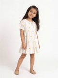 Utsa Kids Girls White Floral Embroidered Cotton-Blend Dress - (2-8 yrs)